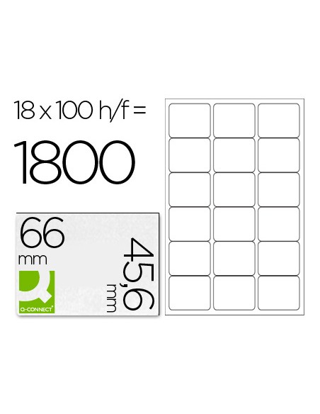 Etiqueta adhesiva q connect kf01583 tamano 66x466 mm fotocopiadora laser ink jet caja con 100 hojas din a4