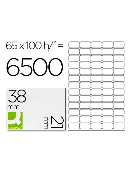 Etiqueta adhesiva q connect kf01581 tamano 381x212mm fotocopiadora laser ink jet caja con 100 hojas din a4