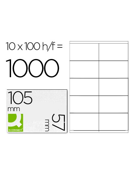 Etiqueta adhesiva q connect kf10658 tamano 105x57 mm fotocopiadora laser ink jet caja con 100 hojas din a4