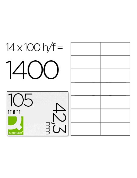 Etiqueta adhesiva q connect kf10656 tamano 105x423 mm fotocopiadora laser ink jet caja con 100 hojas din a4