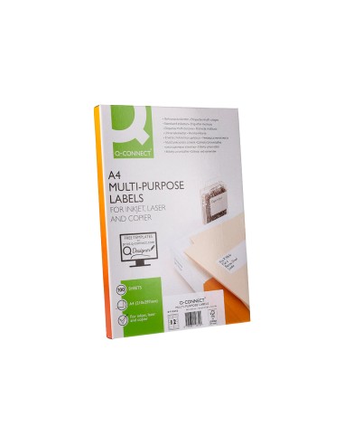 Etiqueta adhesiva q connect kf10652 tamano 965x423 mm fotocopiadora laser ink jet caja con 100 hojas din a4
