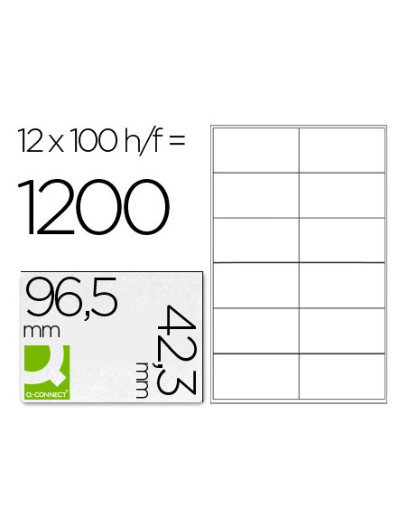 Etiqueta adhesiva q connect kf10652 tamano 965x423 mm fotocopiadora laser ink jet caja con 100 hojas din a4