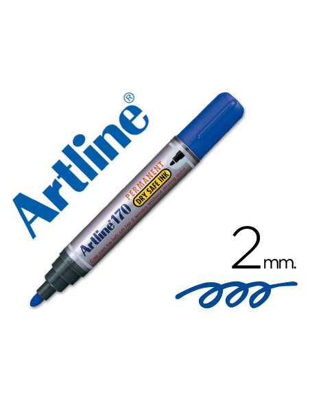 Rotulador artline marcador permanente 170 azul punta redonda 2mm antisecado