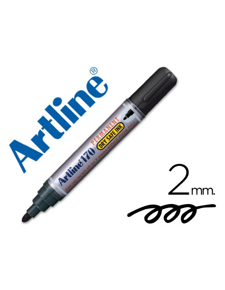Rotulador artline marcador permanente 170 negro punta redonda 2 mm antisecado