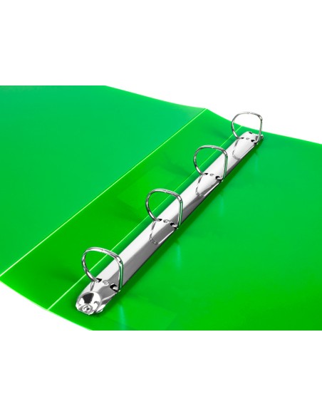 Carpeta liderpapel 4 anillas 25 mm mixtas 43433 polipropileno din a4 verde translucido