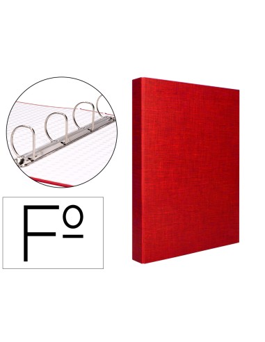 Carpeta de 4 anillas 40mm mixtas liderpapel folio carton forrado paper coat roja