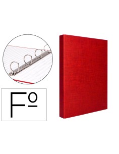 Carpeta de 4 anillas 25mm mixtas liderpapel folio carton forrado paper coat roja