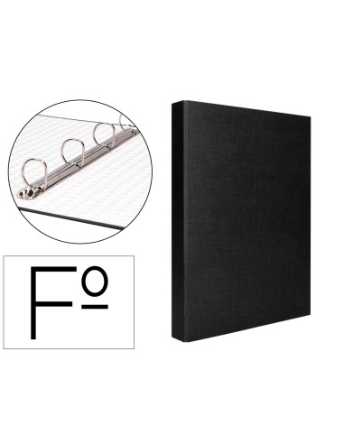 Carpeta de 4 anillas 25mm mixtas liderpapel folio carton forrado paper coat negra