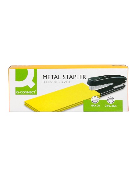 Grapadora q connect kf01231 metalica negra capacidad 20 hojas