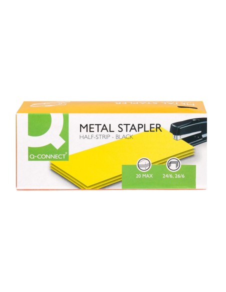 Grapadora q connect kf01044 metalica negra capacidad 20 hojas