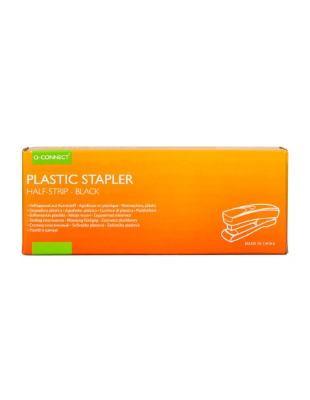 Grapadora q connect kf01056 plastico abs negra capacidad 20 hojas