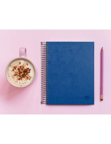 Cuaderno espiral liderpapel a5 micro papercoat tapa forrada 140h 75 gr cuadro5mm 5 bandas 6 taladros azul