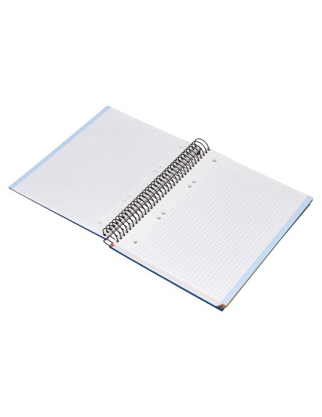 Cuaderno espiral liderpapel a5 micro papercoat tapa forrada 140h 75 gr cuadro5mm 5 bandas 6 taladros azul