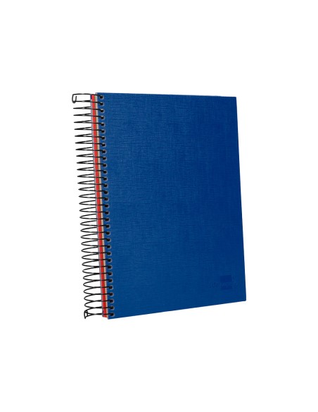 Cuaderno espiral liderpapel a5 micro papercoat tapa forrada 140h 75 gr cuadro5mm 5 bandas 6 taladros azul