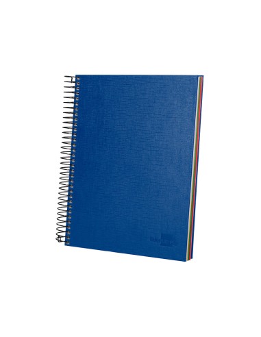 Cuaderno espiral liderpapel a5 micro papercoat tapa forrada 140h 75 gr cuadro5mm 5 bandas 6 taladros azul