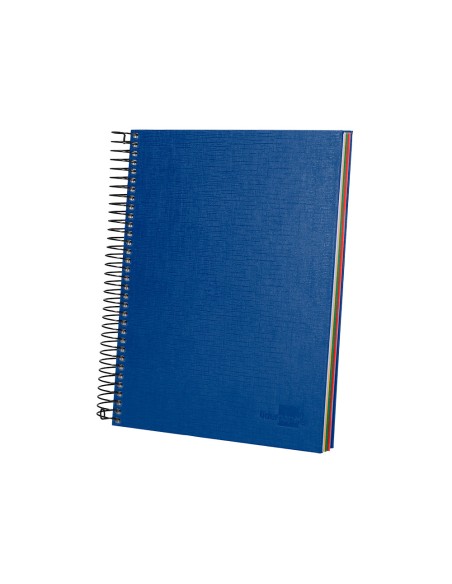 Cuaderno espiral liderpapel a5 micro papercoat tapa forrada 140h 75 gr cuadro5mm 5 bandas 6 taladros azul