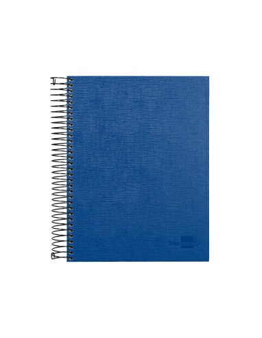 Cuaderno espiral liderpapel a5 micro papercoat tapa forrada 140h 75 gr cuadro5mm 5 bandas 6 taladros azul