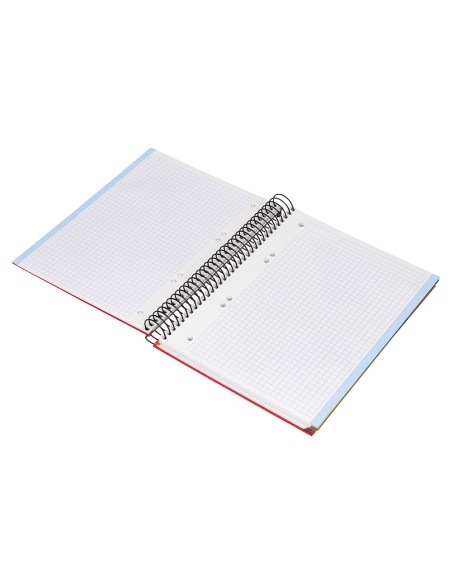 Cuaderno espiral liderpapel a5 micro papercoat tapa forrada 140h 75 gr cuadro5mm 5 bandas 6 taladros rojo
