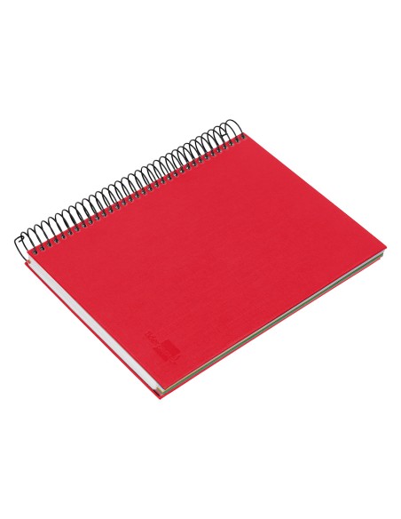 Cuaderno espiral liderpapel a5 micro papercoat tapa forrada 140h 75 gr cuadro5mm 5 bandas 6 taladros rojo