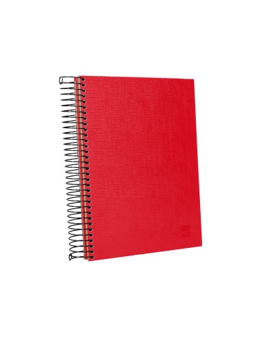Cuaderno espiral liderpapel a5 micro papercoat tapa forrada 140h 75 gr cuadro5mm 5 bandas 6 taladros rojo