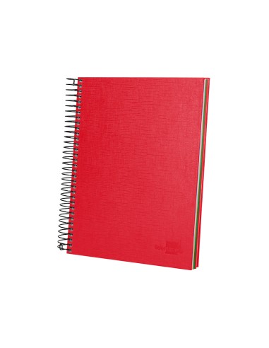 Cuaderno espiral liderpapel a5 micro papercoat tapa forrada 140h 75 gr cuadro5mm 5 bandas 6 taladros rojo