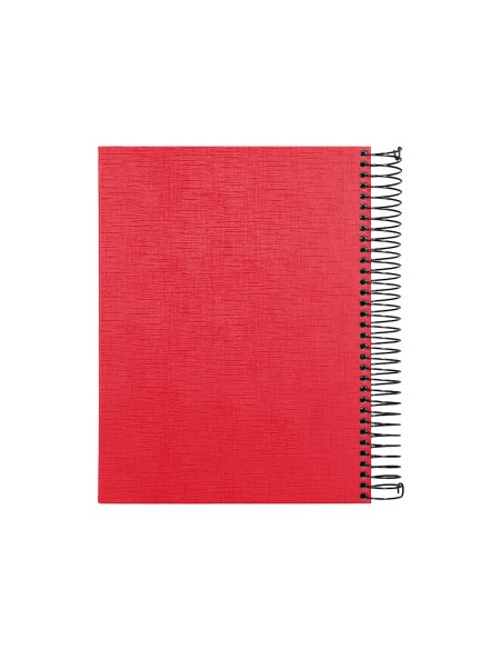 Cuaderno espiral liderpapel a5 micro papercoat tapa forrada 140h 75 gr cuadro5mm 5 bandas 6 taladros rojo