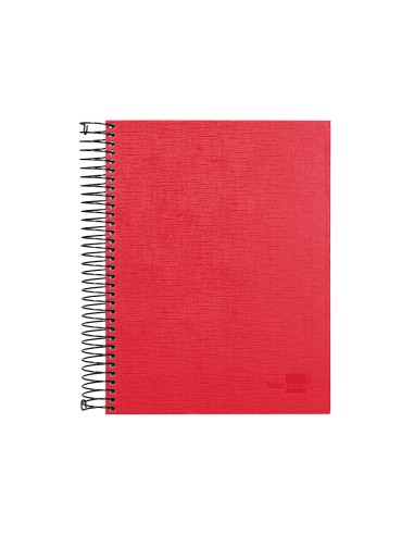 Cuaderno espiral liderpapel a5 micro papercoat tapa forrada 140h 75 gr cuadro5mm 5 bandas 6 taladros rojo