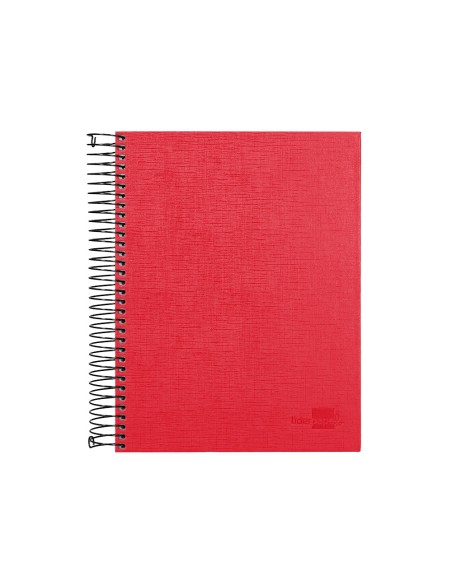 Cuaderno espiral liderpapel a5 micro papercoat tapa forrada 140h 75 gr cuadro5mm 5 bandas 6 taladros rojo