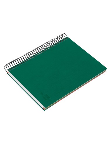 Cuaderno espiral liderpapel a5 micro papercoat tapa forrada 140h 75 gr cuadro5mm 5 bandas 6 taladros verde