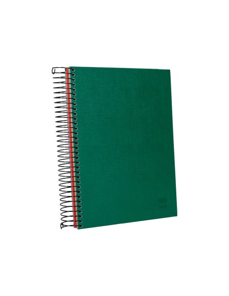 Cuaderno espiral liderpapel a5 micro papercoat tapa forrada 140h 75 gr cuadro5mm 5 bandas 6 taladros verde