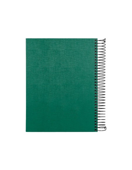 Cuaderno espiral liderpapel a5 micro papercoat tapa forrada 140h 75 gr cuadro5mm 5 bandas 6 taladros verde