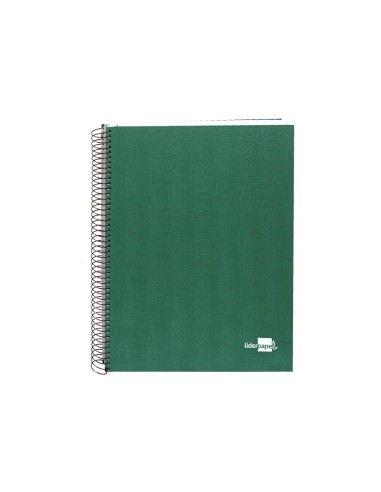 Cuaderno espiral liderpapel a5 micro papercoat tapa forrada 140h 75 gr cuadro5mm 5 bandas 6 taladros verde