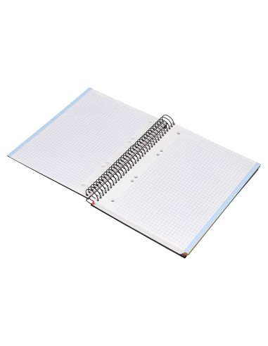 Cuaderno espiral liderpapel a5 micro papercoat tapa forrada 140h 75 gr cuadro5mm 5 bandas 6 taladros negro