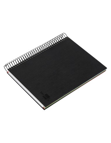 Cuaderno espiral liderpapel a5 micro papercoat tapa forrada 140h 75 gr cuadro5mm 5 bandas 6 taladros negro