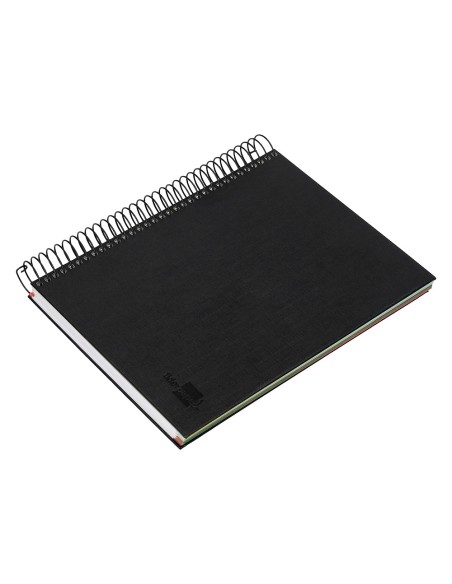Cuaderno espiral liderpapel a5 micro papercoat tapa forrada 140h 75 gr cuadro5mm 5 bandas 6 taladros negro