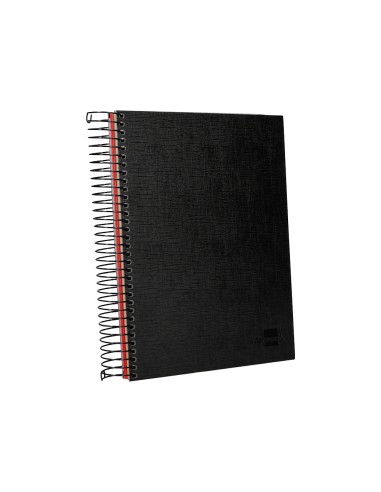 Cuaderno espiral liderpapel a5 micro papercoat tapa forrada 140h 75 gr cuadro5mm 5 bandas 6 taladros negro