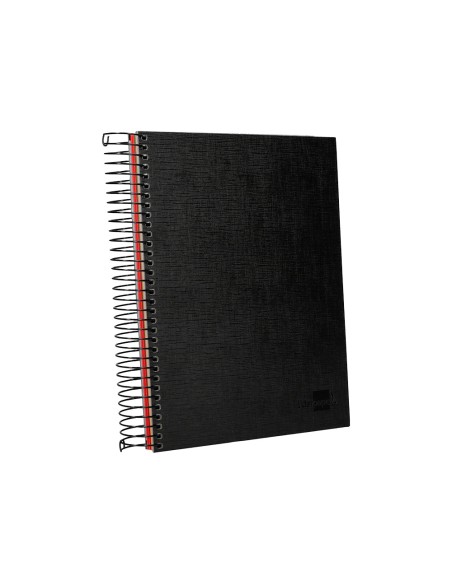 Cuaderno espiral liderpapel a5 micro papercoat tapa forrada 140h 75 gr cuadro5mm 5 bandas 6 taladros negro
