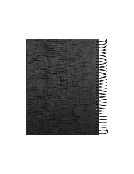 Cuaderno espiral liderpapel a5 micro papercoat tapa forrada 140h 75 gr cuadro5mm 5 bandas 6 taladros negro