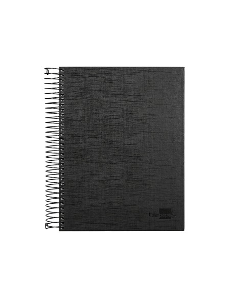 Cuaderno espiral liderpapel a5 micro papercoat tapa forrada 140h 75 gr cuadro5mm 5 bandas 6 taladros negro