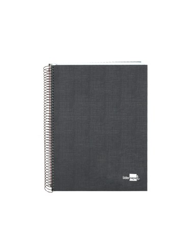 Cuaderno espiral liderpapel a5 micro papercoat tapa forrada 140h 75 gr cuadro5mm 5 bandas 6 taladros negro
