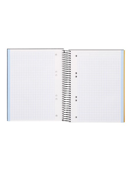 Cuaderno espiral liderpapel a5 micro papercoat tapa forrada 140h 75 gr cuadro5mm 5 bandas 6 taladros negro