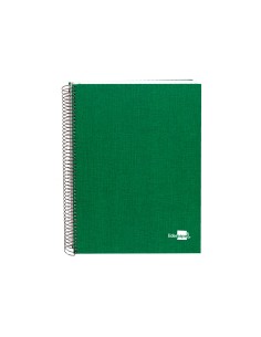 Cuaderno espiral liderpapel a4 micro papercoat tapa forrada 140h 75 gr cuadro5mm 5 bandas 4 taladros verde