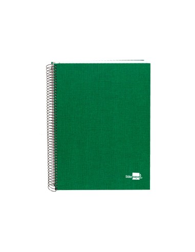 Cuaderno espiral liderpapel a4 micro papercoat tapa forrada 140h 75 gr cuadro5mm 5 bandas 4 taladros verde