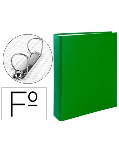 Carpeta de 2 anillas 40mm mixtas liderpapel folio carton forrado paper coat compresor plastico verde