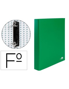 Carpeta de 2 anillas 25mm mixtas liderpapel folio carton forrado paper coat compresor plastico verde