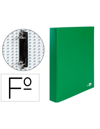 Carpeta de 2 anillas 25mm mixtas liderpapel folio carton forrado paper coat compresor plastico verde