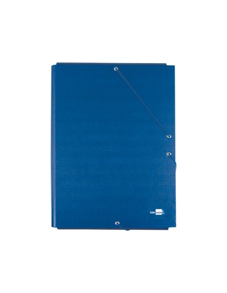 Carpeta liderpapel gomas folio 3 solapas carton forrado azul