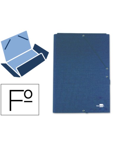 Carpeta liderpapel gomas folio 3 solapas carton forrado azul