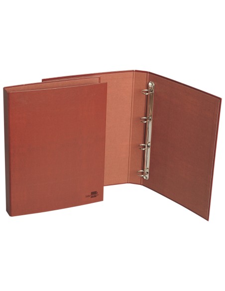 Carpeta de 4 anillas 40mm mixtas liderpapel folio carton cuero forrado compresor plastico