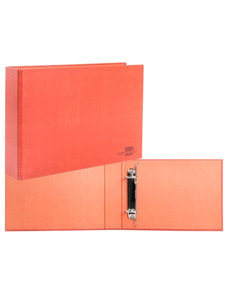 Carpeta de 2 anillas 25mm mixtas liderpapel cuarto apaisado carton cuero forrado compresor plastico